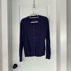 Navy Blue Silk Cardigan